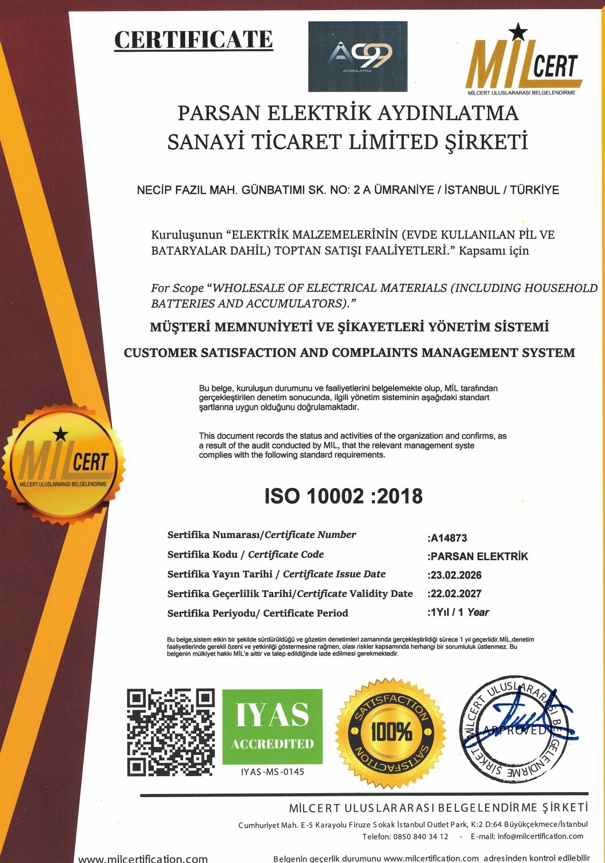 Müşteri Memnuniyeti ve  Şikayetleri Yönetim Sistemi